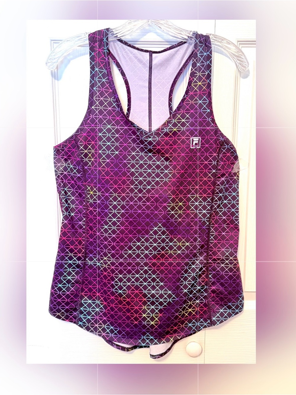 FILA Sport Tank Multi Stretch Performance Racerback Pullover Logo Top~ M~EUC